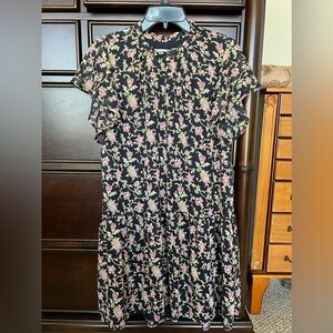 LOFT Navy floral smock dress Sz M